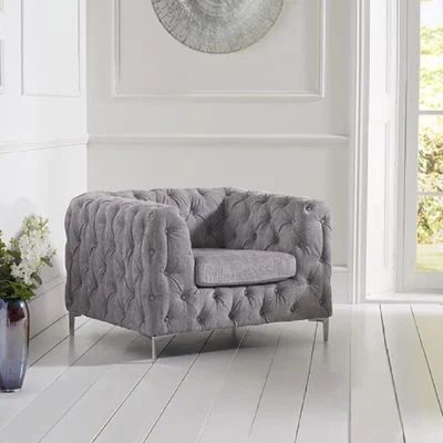 Oak&More Amara Grey Plush Fabric Armchair