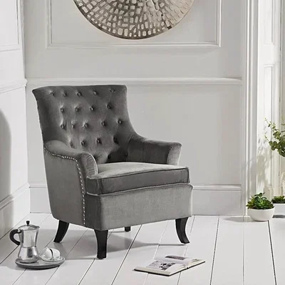Oak&More Belsize Grey Velvet Armchair