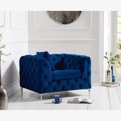 Oak&More Alara Blue Velvet Armchair