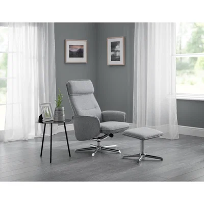 Oak&More Alie Grey Linen Swivel Recliner Chair