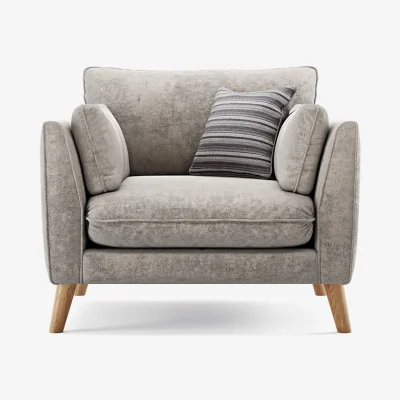 Oak&More Palermo Silver Chenille Fabric Armchair
