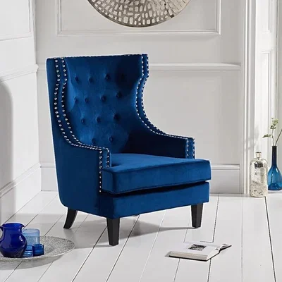 Oak&More Penelope Blue Velvet Armchair