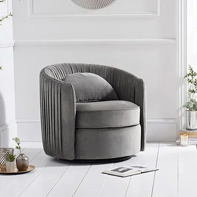 Oak&More Sarah Grey Velvet Swivel Chair
