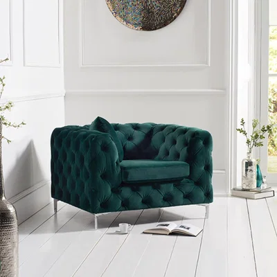 Oak&More Amara Green Plush Velvet Armchair