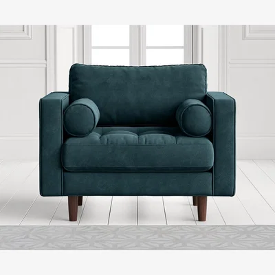 Oak&More Elliott Petrol Velvet Armchair