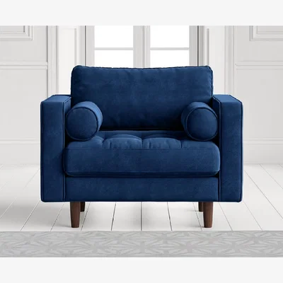 Oak&More Elliott Blue Velvet Armchair