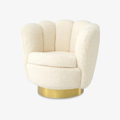 Olivia's Eichholtz Mirage Swivel Chair in Faux Shearling