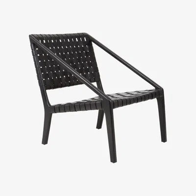 Olivia's Olivia's KoKo Leaned Woven Occasional Chair Black Leather
