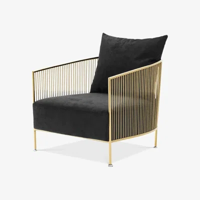 Olivia's Eichholtz Knox Chair in Gold Finish Black Velvet