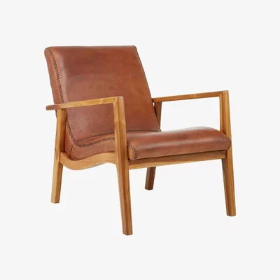 Olivia's Olivia's Khloe Curved Occasional Chair Brown Leather