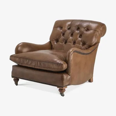 Olivia's Eichholtz Caledonian Club Chair in Tobacco Leather