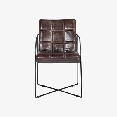 Olivia's Olivia's Hugo Mahogany Leather and Iron Arm Chair