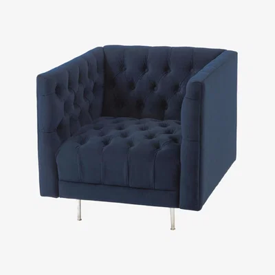 Olivia's Libra Urban Botanic Collection - Arya Button Detail Occasional Chair Blue Velvet