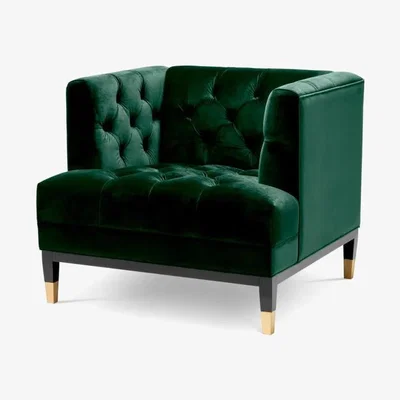 Olivia's Eichholtz Castelle Chair in Roche Dark Green Velvet