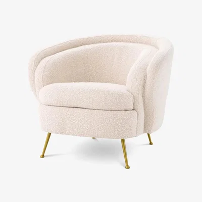 Olivia's Eichholtz Orion Chair in Brushed Brass Finish & Bouclé Cream