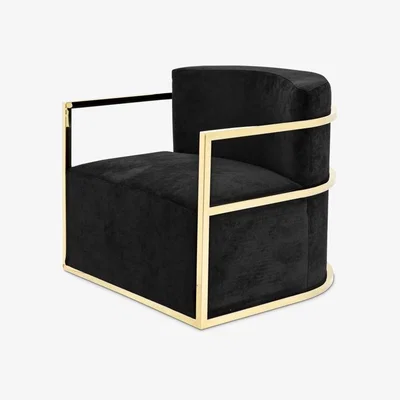 Olivia's Eichholtz Emilio Chair in Gold Finish Black Velvet