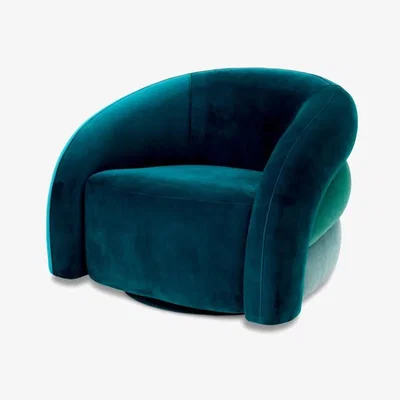 Olivia's Eichholtz Novelle Swivel Chair in Savona Sea Green Velvet