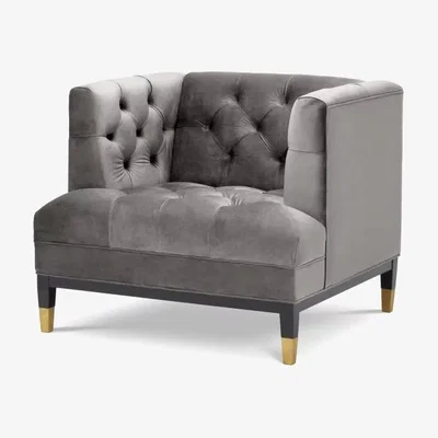 Olivia's Eichholtz Castelle Chair in Roche Porpoise Grey Velvet