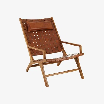 Olivia's Olivia's Kylee Teak Occasional Chair Wood And Leather