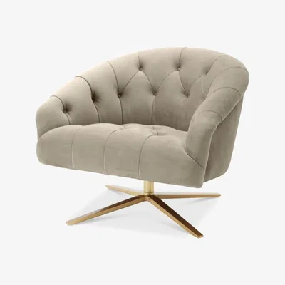 Olivia's Eichholtz Gardner Swivel Chair in Savona Greige Velvet