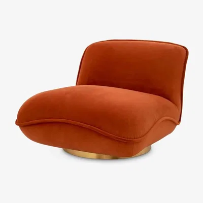 Olivia's Eichholtz Relax Swivel Chair in Savona Orange Velvet