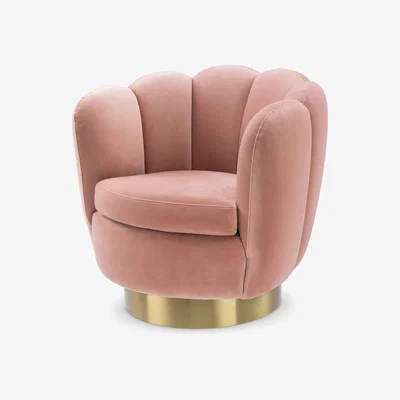 Olivia's Eichholtz Mirage Swivel Chair in Savona Nude Velvet