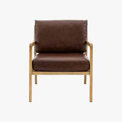Olivia's Gallery Interiors Vesper Armchair in Antique Brown Leather