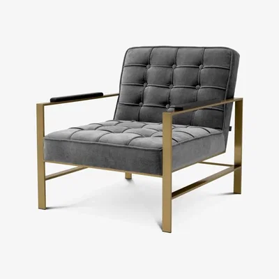 Olivia's Eichholtz Ernesto Chair in Brushed Brass Finish & Clarck Grey