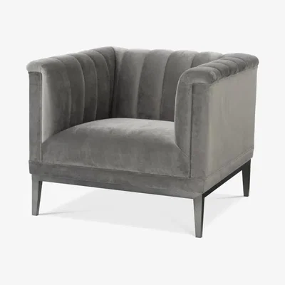 Olivia's Eichholtz Raffles Chair in Roche Porpoise Grey Velvet