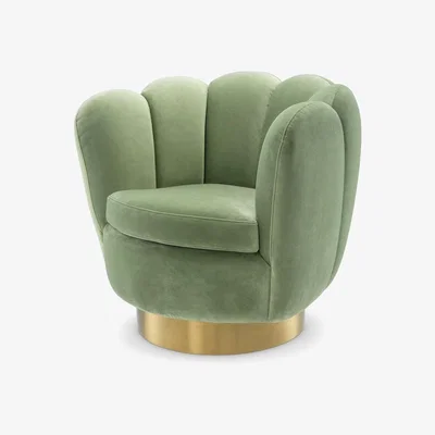 Olivia's Eichholtz Mirage Swivel Chair in Savona Pistache Green Velvet