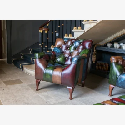 Downtown Metropolitan Rub-Off Leather Patchwork Armchair