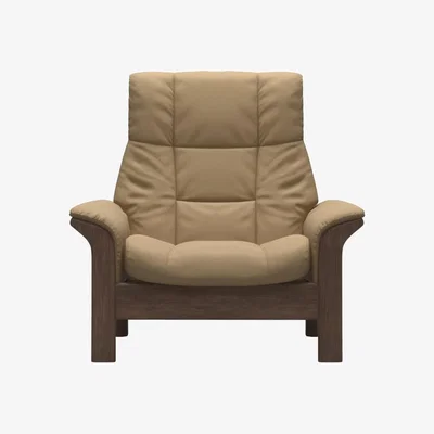 Downtown Stressless Buckingham High Back Recliner Chair - Paloma Black