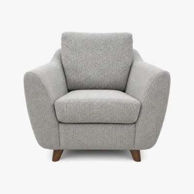 Downtown G Plan Vintage Martha Chair in Basketweave Heather Fabric with Walnut Show Wood