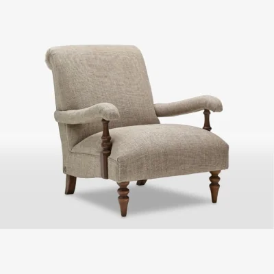 Downtown Wood Bros Deighton Fireside Armchair - Moon Fabric Grade E - Fabric Arms