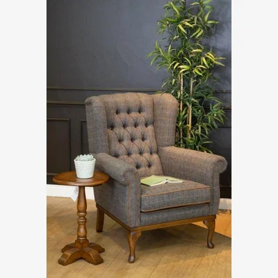Downtown Wood Bros Watton Armchair - Leather Grade T, Herringbone