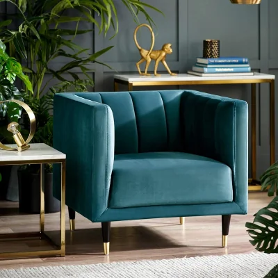 Downtown Julian Bowen Salma Scalloped Back Chair - Teal