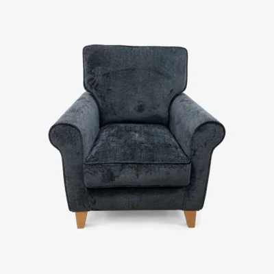 Downtown Alstons Paulina Chair in Ink Chadbury Velvet Fabric with Light Feet