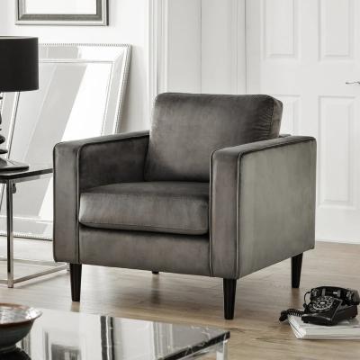 Downtown Julian Bowen Hayward Velvet Armchair In Grey