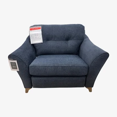 Downtown G Plan Hatton Snuggler Chair in Girona Midnight Fabric With Walnut Wood
