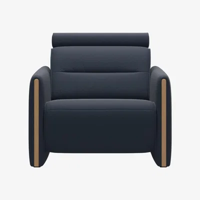 Downtown Stressless Emily Power Recliner Chair With Wood Arm - Paloma Leather, Minimal