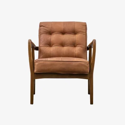 Perch and Parrow Brad Leather Armchair in Vintage Brown
