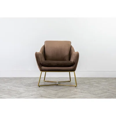 Perch and Parrow Morena Velvet Armchair in Hickory Brown