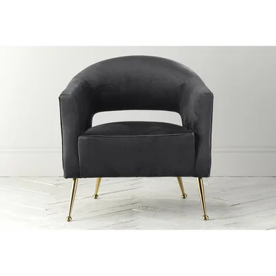 Perch and Parrow Lacey Velvet Armchair in Jet Black