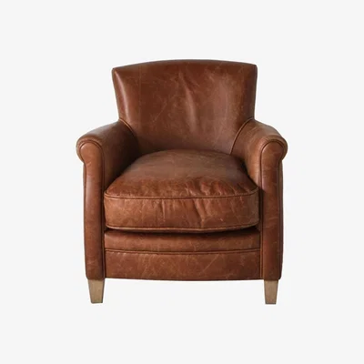 Perch and Parrow Remington Leather Lounge Chair in Vintage Brown