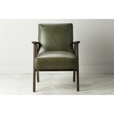 Perch and Parrow Dan Leather Armchair in Pine Green