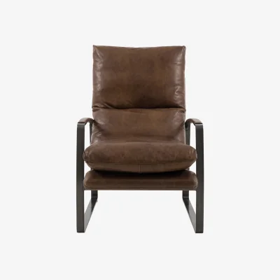 Perch and Parrow Spencer Leather Lounge Chair in Brown