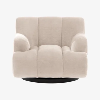 Perch and Parrow Mallow Swivel Armchair in Cream