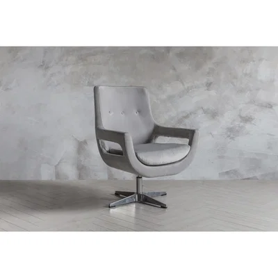 Perch and Parrow Plover Grey Velvet Swivel Chair