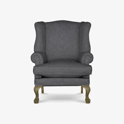 Perch and Parrow Delcor Georgian Wing Armchair in Crow Black
