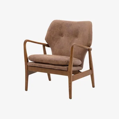 Perch and Parrow Jean Mid-Century Armchair in Brown Leather